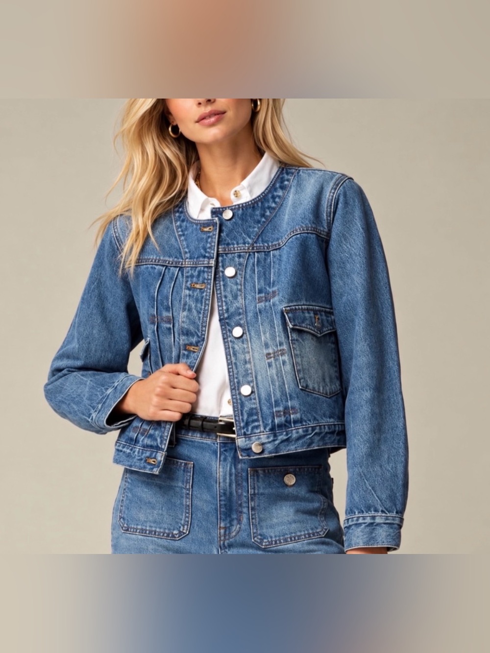 J. Crew Classic Cropped Denim Jacket in Medium Blue